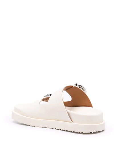 Shop Buttero Double-strap Leather Sandals In Weiss