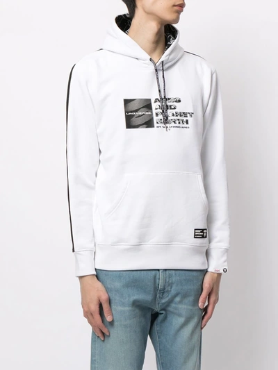 Shop Aape By A Bathing Ape Two-tone Logo Hoodie In White