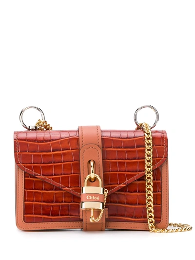 Shop Chloé Aby Chain Shoulder Bag In Brown
