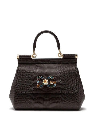Shop Dolce & Gabbana Small Sicily Top-handle Bag In Grey