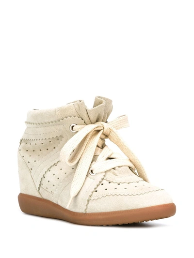 Isabel Marant Buckee Suede And Leather Wedge Sneakers In Grey