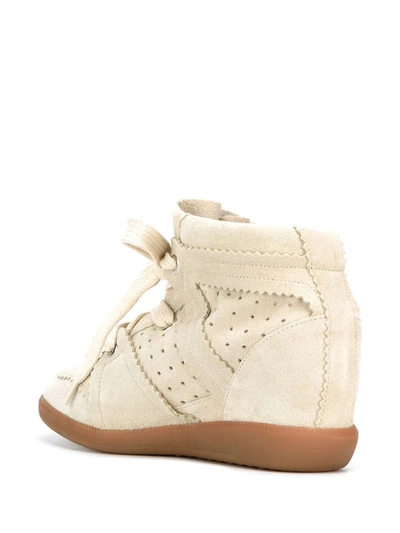 Isabel Marant Buckee Suede And Leather Wedge Sneakers In Grey