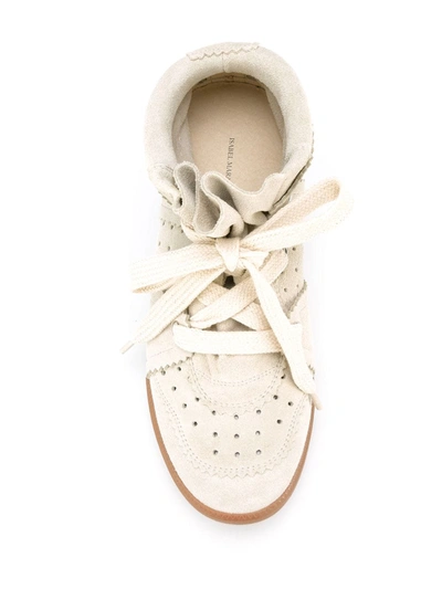 Isabel Marant Buckee Suede And Leather Wedge Sneakers In Grey