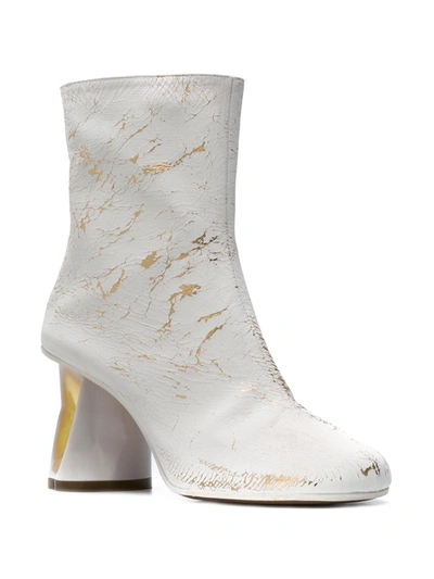 Shop Maison Margiela Crushed Heel Ankle Boots In White