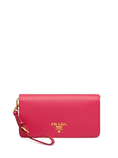 Shop Prada Saffiano Logo Plaque Mini Bag In Pink