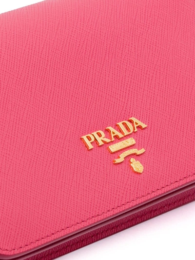 Shop Prada Saffiano Logo Plaque Mini Bag In Pink