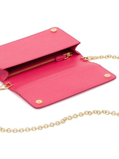 Shop Prada Saffiano Logo Plaque Mini Bag In Pink
