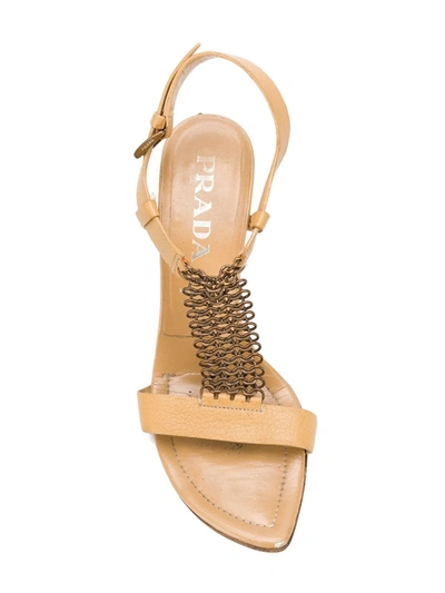 Pre-owned Prada 1990s Chain Embellished Sandals In Neutrals