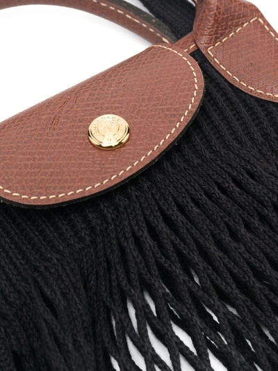 Longchamp 'le Pliage Filet' Black Handbag With Engraved Logo In Mesh Woman In Black