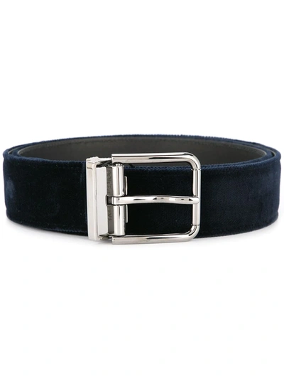 Shop Dolce & Gabbana Buckled Velvet Belt In Blue