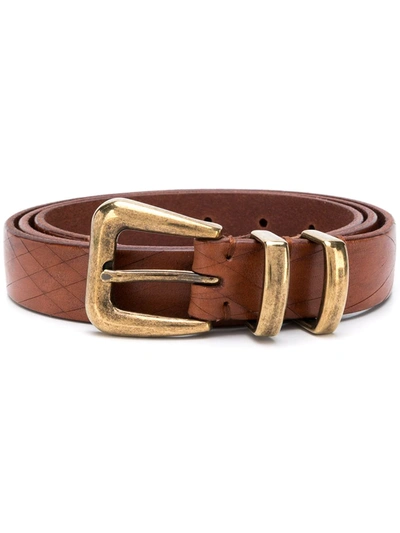 Shop Brunello Cucinelli Textured Belt In Brown