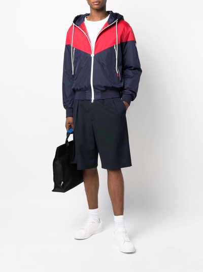 Moncler Bukret Colour-blocked Shell Hooded Jacket In Blue