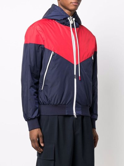 Moncler Bukret Colour-blocked Shell Hooded Jacket In Blue