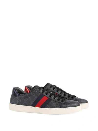 Shop Gucci Ace Web-trim Sneakers In Black ,red