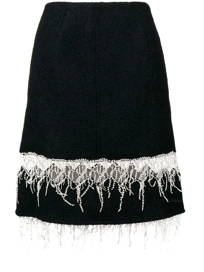 Calvin Klein 205w39nyc Embroidered Fringe Midi Skirt In Blue