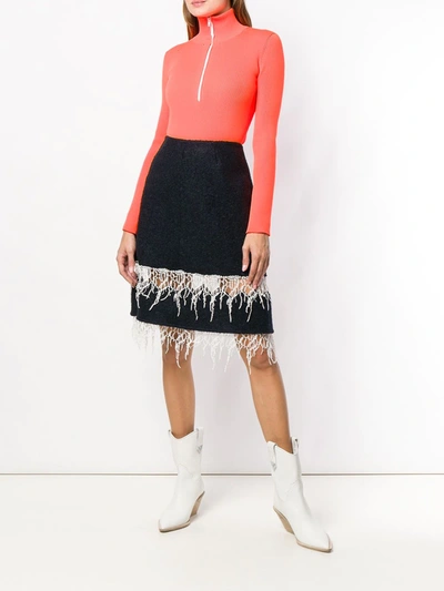 Calvin Klein 205w39nyc Embroidered Fringe Midi Skirt In Blue