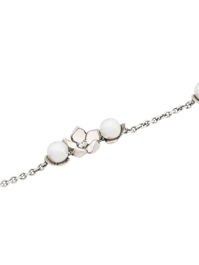 Shaun Leane Cherry Blossom Three Diamond Flower And Pearl Bracelet In Silver
