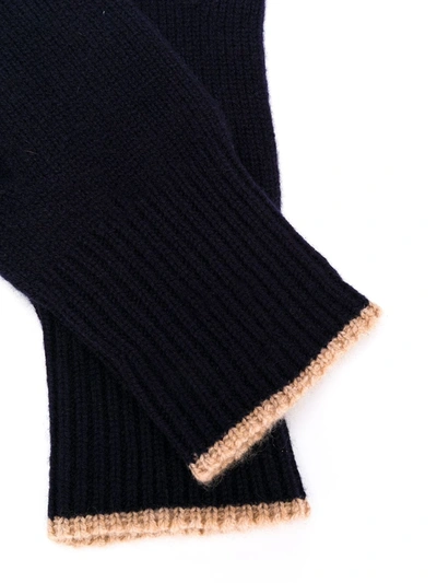Brunello Cucinelli Contrast-trim Cashmere Gloves In Blue