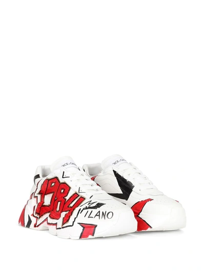 Shop Dolce & Gabbana Graffiti Print Chunky Sneakers In White