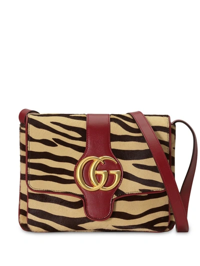 Shop Gucci Arli Tiger Print Shoulder Bag In Yellow