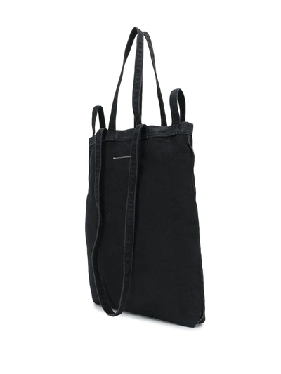 Shop Mm6 Maison Margiela Reversed Logo Shopping Tote In Black