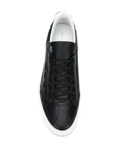 Shop Ferragamo Textured Gancio Sneakers In Black