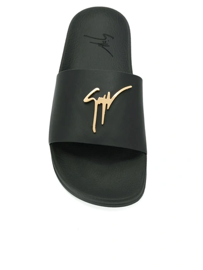 Shop Giuseppe Zanotti Signature Slides In Black