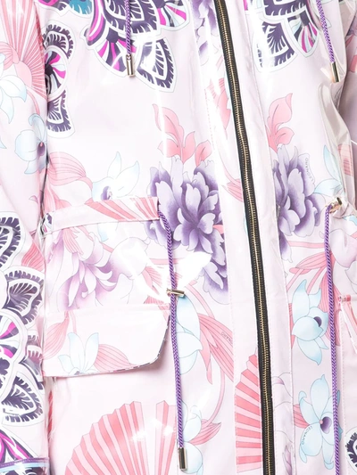 Shop Leonard Floral Zipped Raincoat In Pink