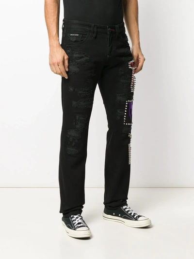 Shop Philipp Plein Studded Straight-leg Jeans In Black