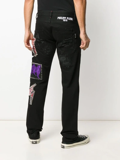 Shop Philipp Plein Studded Straight-leg Jeans In Black