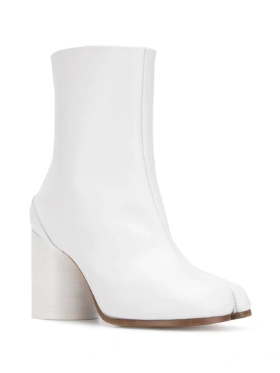 Shop Maison Margiela Tabi 80mm Leather Ankle Boots In White