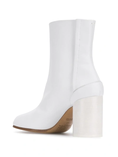 Shop Maison Margiela Tabi 80mm Leather Ankle Boots In White