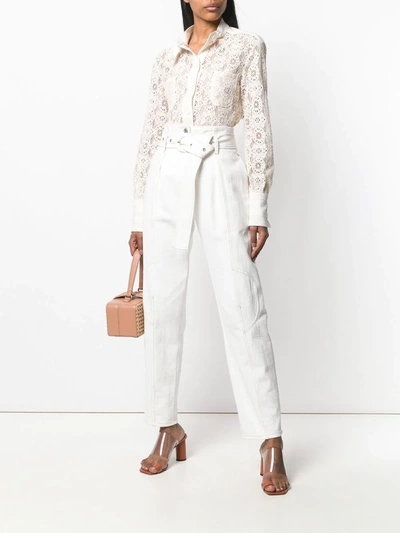 Shop Philosophy Di Lorenzo Serafini Lace Button Shirt In Neutrals