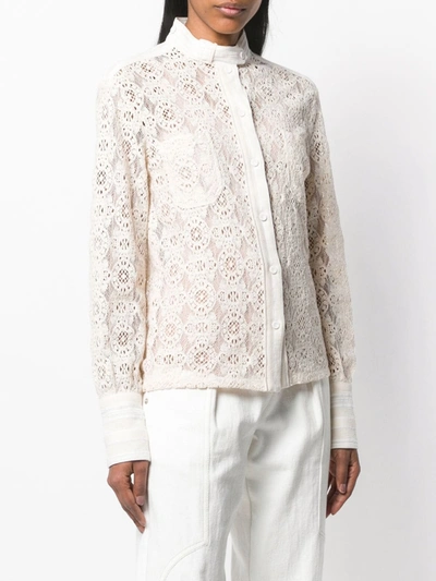 Shop Philosophy Di Lorenzo Serafini Lace Button Shirt In Neutrals