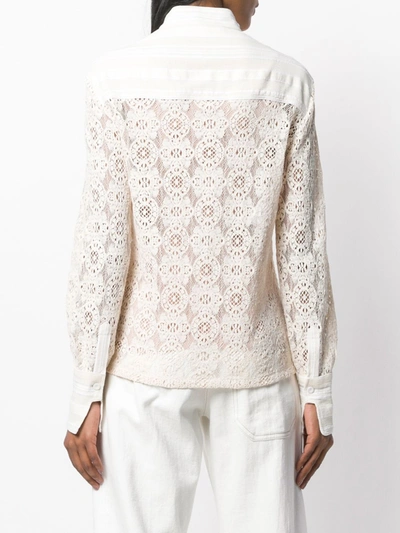 Shop Philosophy Di Lorenzo Serafini Lace Button Shirt In Neutrals