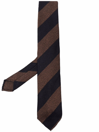 Shop Lardini Striped Jacquard Tie In Blau