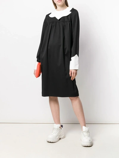 Shop Mm6 Maison Margiela Contrast Collar Dress In Black