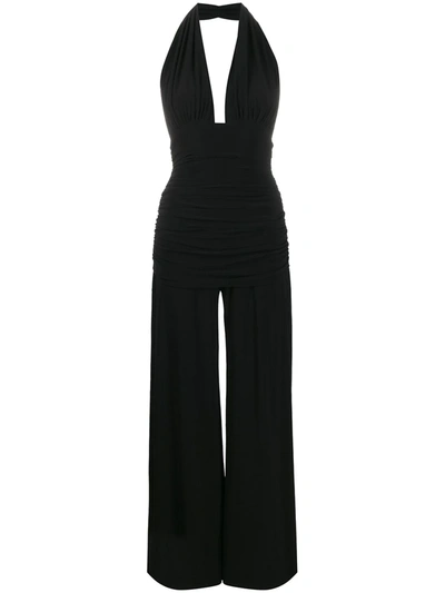 Shop Norma Kamali Ruched Jumpsuit In Black