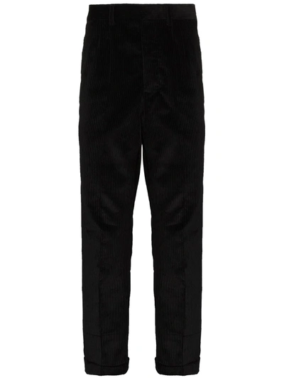 Shop Ami Alexandre Mattiussi Corduroy Tapered Trousers In Black