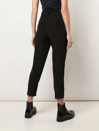 Shop Yohji Yamamoto Tailored Cropped Trousers In Black