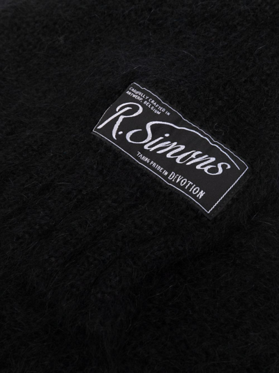 Shop Raf Simons Logo-patch Knitted Scarf In Schwarz