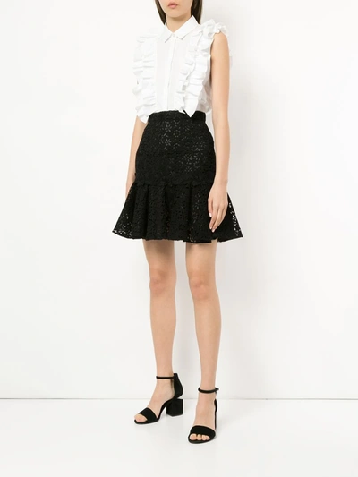 Shop Giambattista Valli Embroidered Middle Skirt In Black