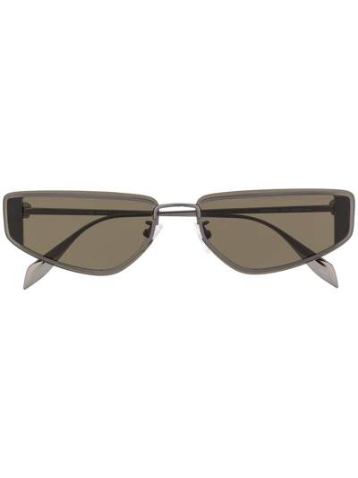 Shop Alexander Mcqueen Rectangular-frame Sunglasses In Silver