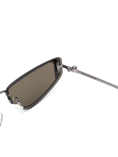Shop Alexander Mcqueen Rectangular-frame Sunglasses In Silver