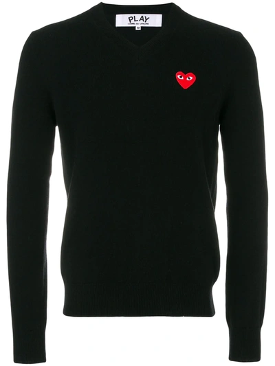 Shop Comme Des Garçons Play Heart Logo Sweater In Black