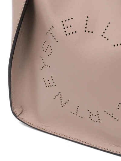 Shop Stella Mccartney Stella Logo Perforated Crossbody Bag In Brown