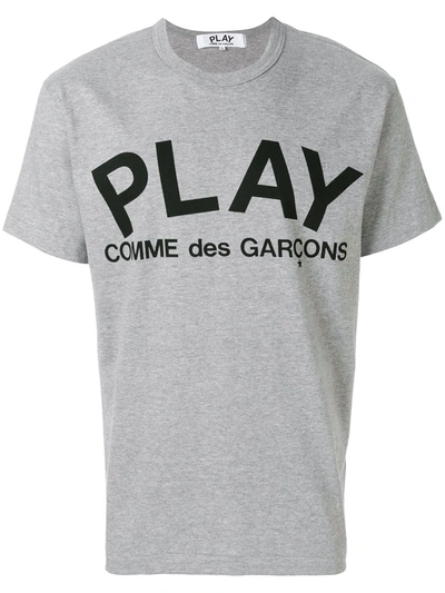 Shop Comme Des Garçons Play Printed Logo T-shirt In Grey