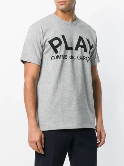 Shop Comme Des Garçons Play Printed Logo T-shirt In Grey