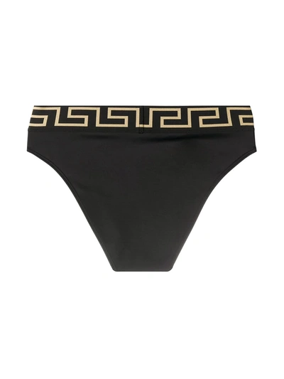 Shop Versace Greca Border Bikini Bottoms In Black