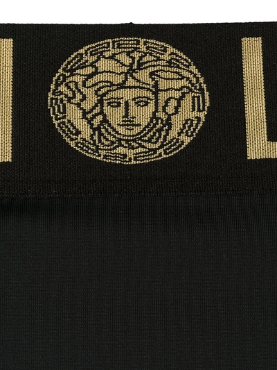 Versace Stretch Cotton Briefs With Logoed Elastic Band In Black